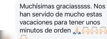 Comentario real: muchísimas gracias, nos han servido de mucho estas vacaciones